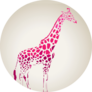 Giraffe Silhouette, Abstract Animal Pink Sticker