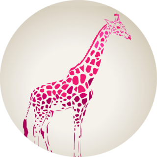 Giraffe Silhouette, Abstract Animal Pink Sticker