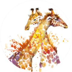 Giraffe Watercolor Illustration With Splash Sticker