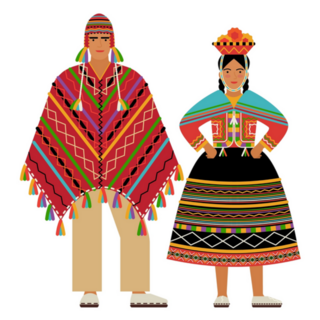 Girl And Young Man In Peruvian Folk Costume Sticker