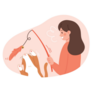 Girl & Cat Fishing Sticker