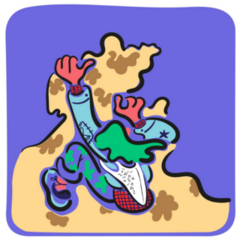 Girl Climbs On A Rock Abstract Sticker