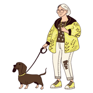 Girl & Dachshund Sticker