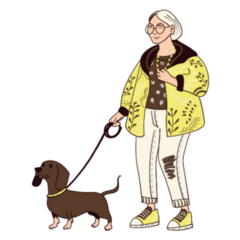 Girl & Dachshund Sticker