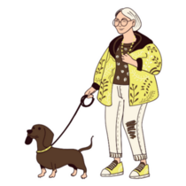 Girl & Dachshund Sticker