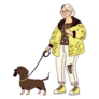 Girl & Dachshund Sticker