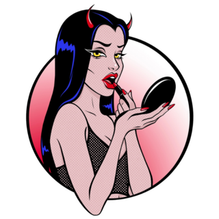 Girl Demon Doing Makeup Sticker