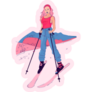 Girl Goes Skiing Pink Sticker