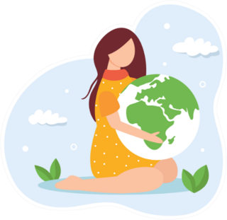 Girl Holding Earth Nature Sticker