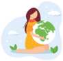 Girl Holding Earth Nature Sticker