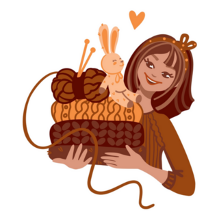 Girl Holds Yarn To Knit Her Sweater Sticker