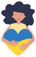 Girl Hugging A Ukrainian Heart Sticker