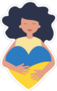 Girl Hugging A Ukrainian Heart Sticker