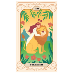 Girl Hugs A Lion Major Arcana Tarot Card Sticker