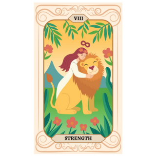 Girl Hugs A Lion Major Arcana Tarot Card Sticker