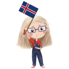 Girl Iceland Flag Sticker
