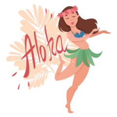 Girl In Aloha Style Dancing Sticker