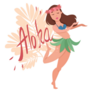 Girl In Aloha Style Dancing Sticker