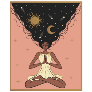 Girl In Lotus Position Meditates Universe Sticker