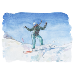 Girl In Sportswear Snowboarding Watercolor Sticker