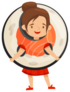 Girl In Sushi Roll Costume Sticker