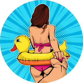 Girl In Swim Float Sticker