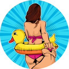 Girl In Swim Float Sticker