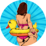Girl In Swim Float Sticker