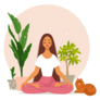 Girl In Yoga Lotus Pose With Cute Cat Sticker