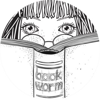 Girl Is Reading Book, Bookworm Sketch Sticker