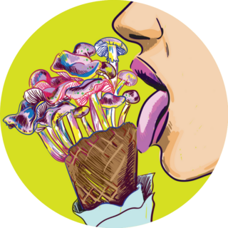 Girl Licks Mushroom Trippy Pop Art Sticker