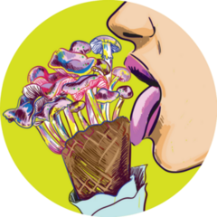 Girl Licks Mushroom Trippy Pop Art Sticker