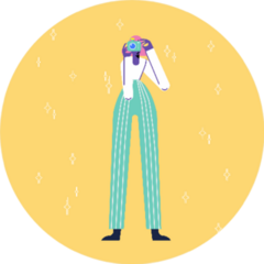 Girl Photographer Takes A Photo Abstract Cartoon Sticker