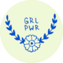 Girl Power Blue Floral Lettering Sticker