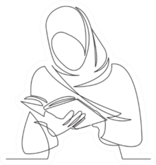 Girl Reads Book Drawn By Hand Picture Silhouette Sticker