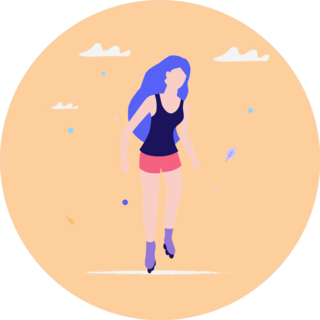 Girl Roller Skating Illustration Sticker