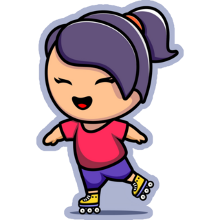 Girl Rollerblading Sticker