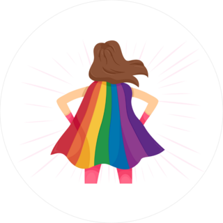 Girl Super Hero With Rainbow Cape Sticker