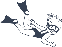 Girl Swimming With Fins Sticker