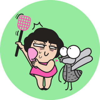 Girl Trying To Kill Annoying Mosquitoes Sticker