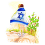 Girl Wearing Israel Flag Watercolor Sticker