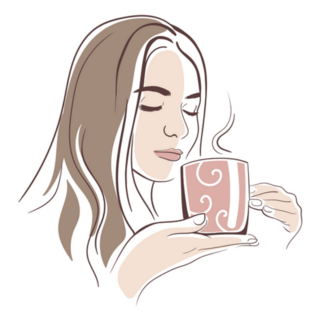 Girl With A Cup Of Hot Tea Illustration Sticker