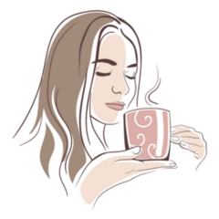 Girl With A Cup Of Hot Tea Illustration Sticker