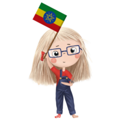 Girl With Ethiopia Flag Sticker