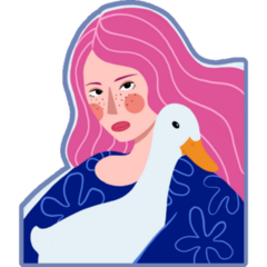 Girl With Goose Sticker