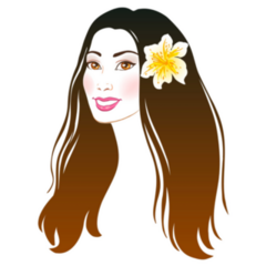 Girl With Hawaiian Flower In Hair Colored Illustration Sticker