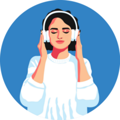 Girl With Headphones Listening To Music Sticker