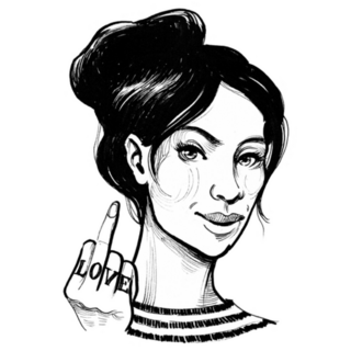 Girl With Love Tattoo Middle Finger Sticker