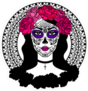 Girl With Sugar Skull Makeup and Roses Sticker