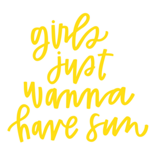 Girls Just Wanna Have Sun Yellow Lettering Sticker